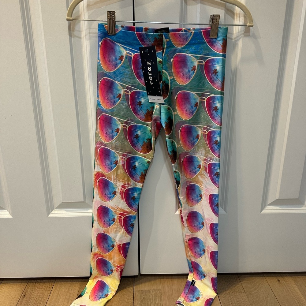 Terez Kids Rainbow Sunglasses Print Leggings - Blue, Pink, Yellow